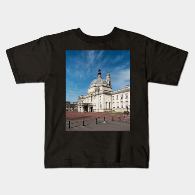 Cardiff City Hall Kids T-Shirt by RJDowns